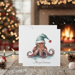 Cartes Pour Fêtes Annuelles Octopus Christmas Joy, coutume