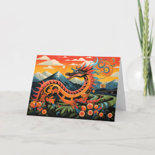 Cartes Pour Fêtes Annuelles Odyssée de dragon Abstraite Nouvel An chinois