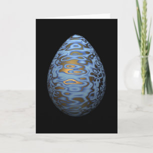 Cartes Pour Fêtes Annuelles Oeuf de bleu de ciel avec des remous d'or