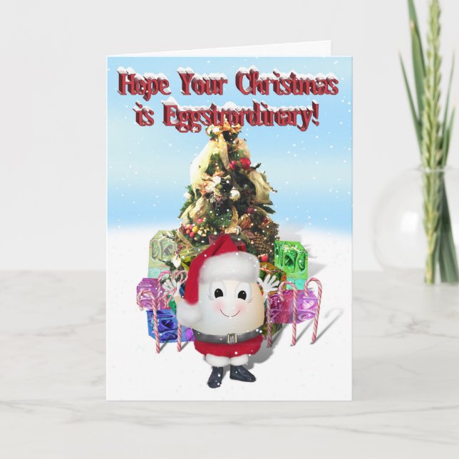 Cartes Pour Fêtes Annuelles Oeuf de Noël Père Noël (Devant)