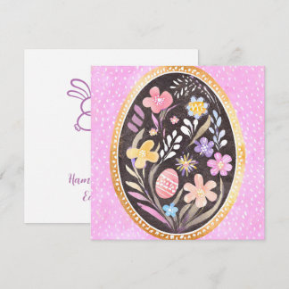 Cartes Pour Fêtes Annuelles Oeuf de Pâques à l'aquarelle botanique avec or mod