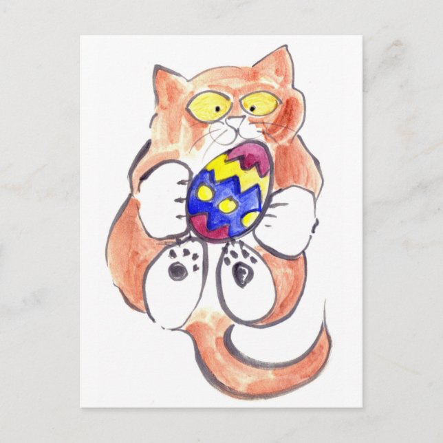Cartes Pour Fêtes Annuelles Oeuf de Pâques capturé par Kitten (Devant)