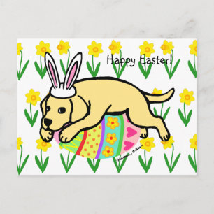 Cartes Pour Fêtes Annuelles Oeuf de Pâques Caricature du Labrador jaune