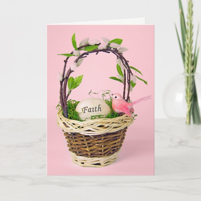 Cartes Pour Fêtes Annuelles oeuf de Pâques inspirant en panier (Devant)