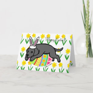 Cartes Pour Fêtes Annuelles Oeuf de Pâques noir Labrador Chiot caricature