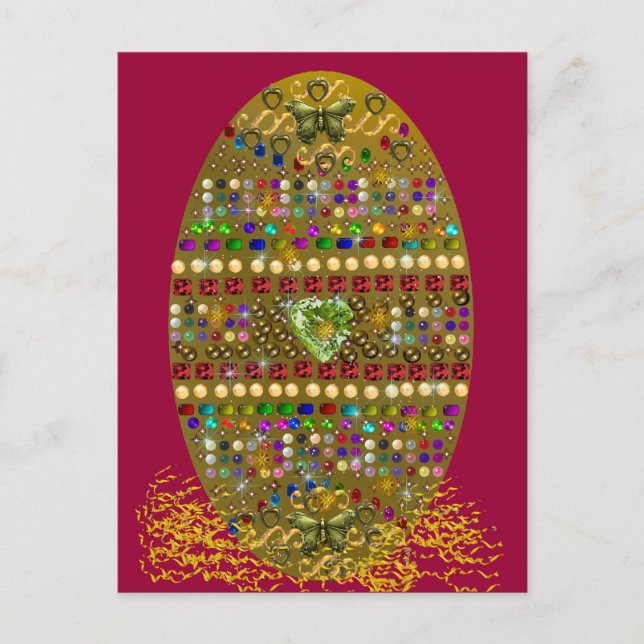 Cartes Pour Fêtes Annuelles Oeuf de pâques orné de bijoux (Devant)