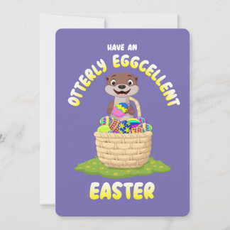 Cartes Pour Fêtes Annuelles OEuf de Pâques Otter, un OEuf de caricature d'une 