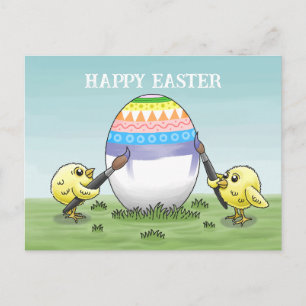 Cartes Pour Fêtes Annuelles Œuf de Pâques peint par les poules