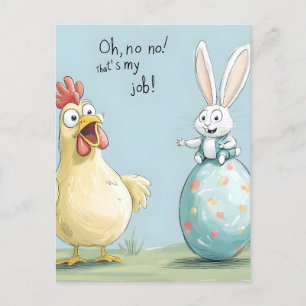Cartes Pour Fêtes Annuelles OEuf de poulet lapin en caricature Amusant Pâques