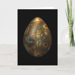 Cartes Pour Fêtes Annuelles Oeuf de turquoise avec la marbrure d'or
