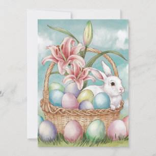 Cartes Pour Fêtes Annuelles Œufs aquarelle et pastel de Lily avec lapin