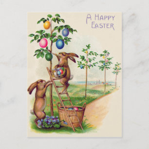 Cartes Pour Fêtes Annuelles Oeufs colorés de lapin de Pâques