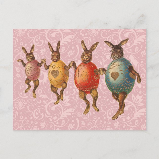 Cartes Pour Fêtes Annuelles Oeufs dansants lapins de Pâques (Devant)