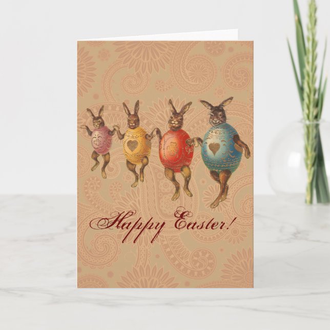 Cartes Pour Fêtes Annuelles Oeufs dansants lapins de Pâques (Devant)