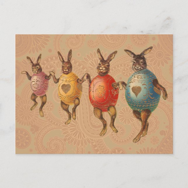 Cartes Pour Fêtes Annuelles Oeufs dansants lapins de Pâques (Devant)