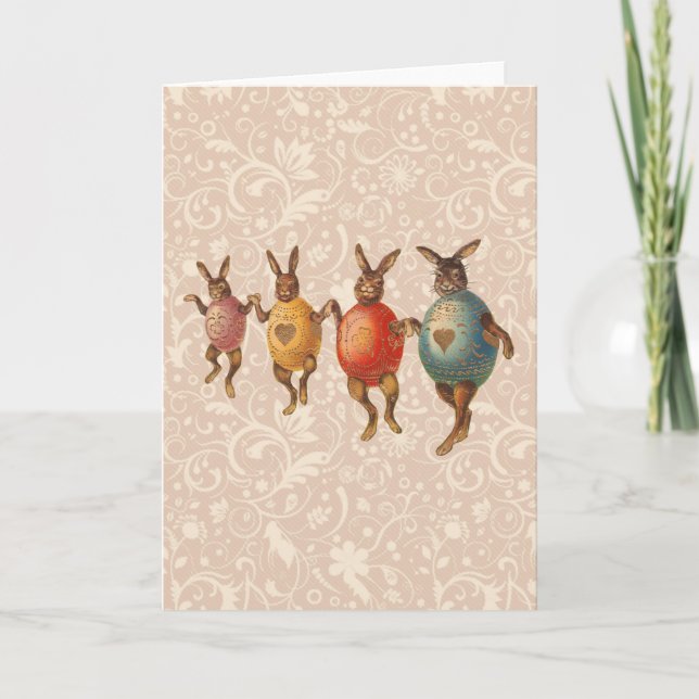 Cartes Pour Fêtes Annuelles Oeufs dansants lapins de Pâques (Devant)
