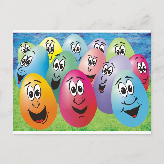 Cartes Pour Fêtes Annuelles Oeufs de Pâques aux visages (Devant)