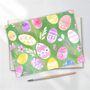 Cartes Pour Fêtes Annuelles Œufs de Pâques   Chasse aux œufs aquarelle pastel