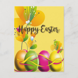 Cartes Pour Fêtes Annuelles Oeufs de Pâques colorés et fleurs