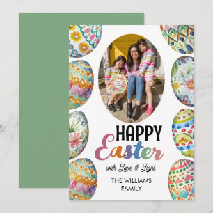 Cartes Pour Fêtes Annuelles Oeufs de Pâques colorés mignons Voeux verts