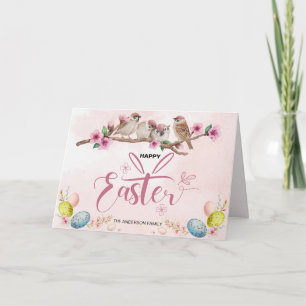 Cartes Pour Fêtes Annuelles Oeufs de Pâques et oiseaux Joyeux Pâques