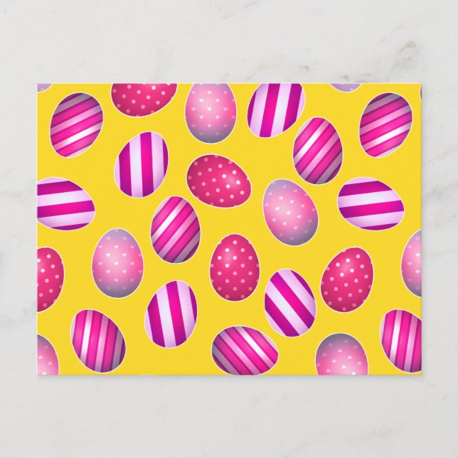 Cartes Pour Fêtes Annuelles Oeufs de Pâques Motif jaune et rose (Devant)