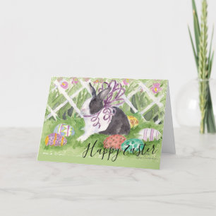 Cartes Pour Fêtes Annuelles Oeufs de pâques néerlandais de lapin d'aquarelle