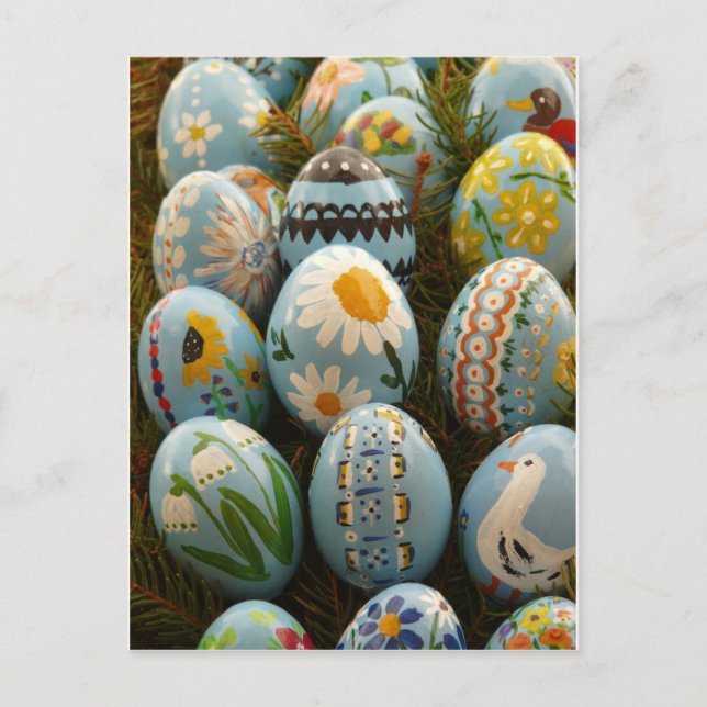 Cartes Pour Fêtes Annuelles OEufs de Pâques peints en bleu (Devant)