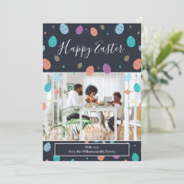 Cartes Pour Fêtes Annuelles Oeufs de Pâques Whimsical Blue Famille Photo Vacan