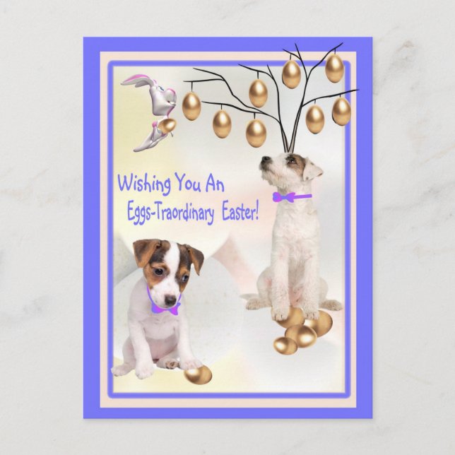 Cartes Pour Fêtes Annuelles Oeufs Jack Russell - Voeux Pâques Parfaits (Devant)