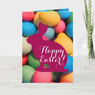 Cartes Pour Fêtes Annuelles Oeufs multicolores heureux de lapin de Pâques