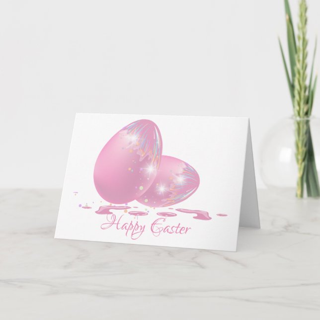 Cartes Pour Fêtes Annuelles OEufs Pâques Roses Simplement Élégants (Devant)