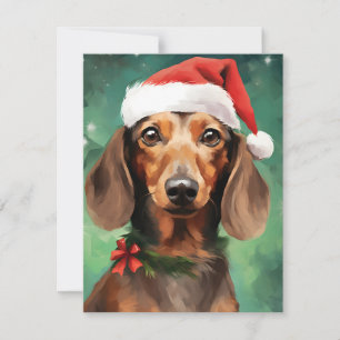 Cartes Pour Fêtes Annuelles OEuvre de peinture de Noël de Dachshund