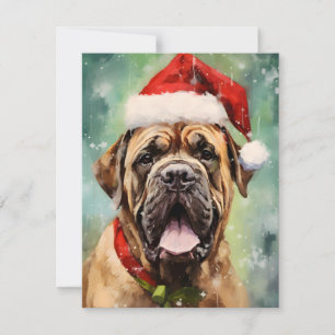 Cartes Pour Fêtes Annuelles OEuvre de peinture de Noël Mastiff