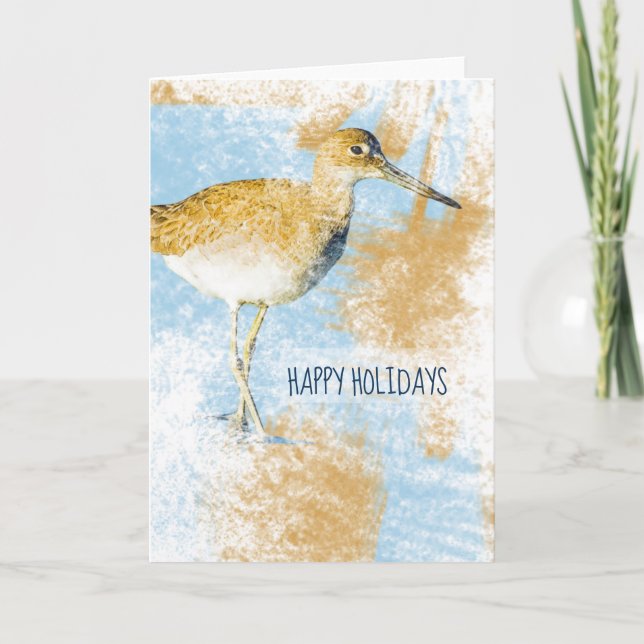 Cartes Pour Fêtes Annuelles Oeuvres d'art de Willet Shorebird Beach (Devant)
