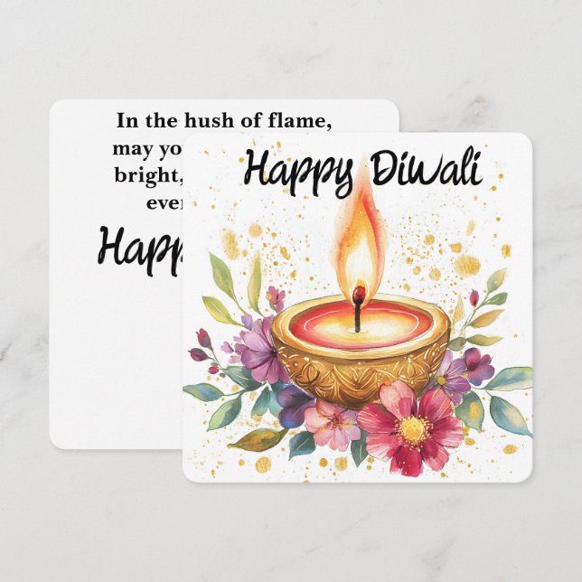 Cartes Pour Fêtes Annuelles Offre Lumineuse Diwali (Devant / Derrière)
