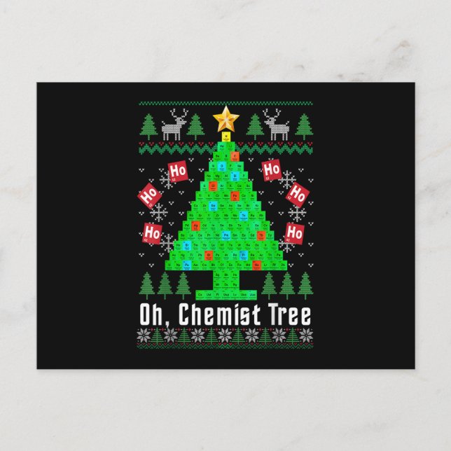 Cartes Pour Fêtes Annuelles Oh Arbre Chimiste Joyeux Chimiste Chimie Moche Ch (Devant)