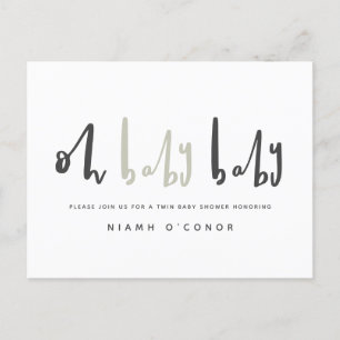 Cartes Pour Fêtes Annuelles Oh bébé baby shower moderne contemporain jumeau
