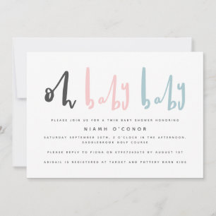 Cartes Pour Fêtes Annuelles Oh bébé baby shower moderne contemporain jumeau