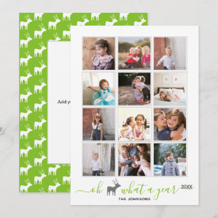 Cartes Pour Fêtes Annuelles Oh cerf ce qu'un an dans avis photo collage vert