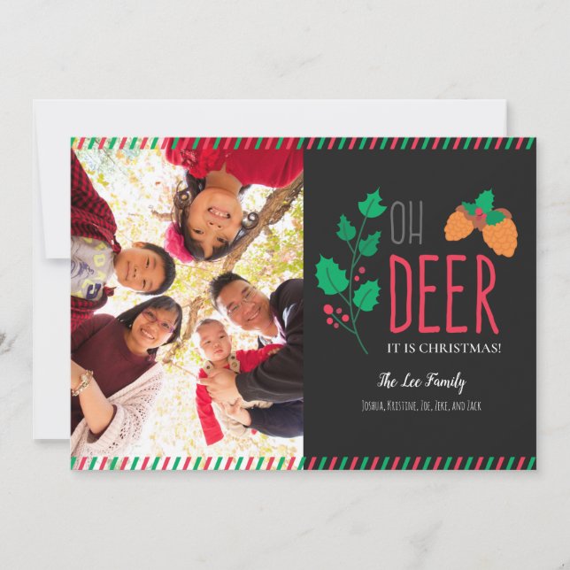 Cartes Pour Fêtes Annuelles oh cerf noël photocarte typographie mignonne (Devant)