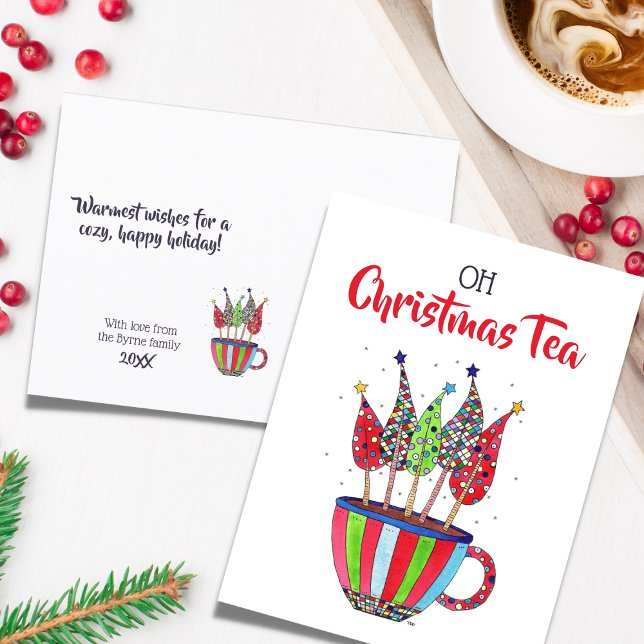 Cartes Pour Fêtes Annuelles Oh Christmas Tea Disco Trees (Créateur téléchargé)