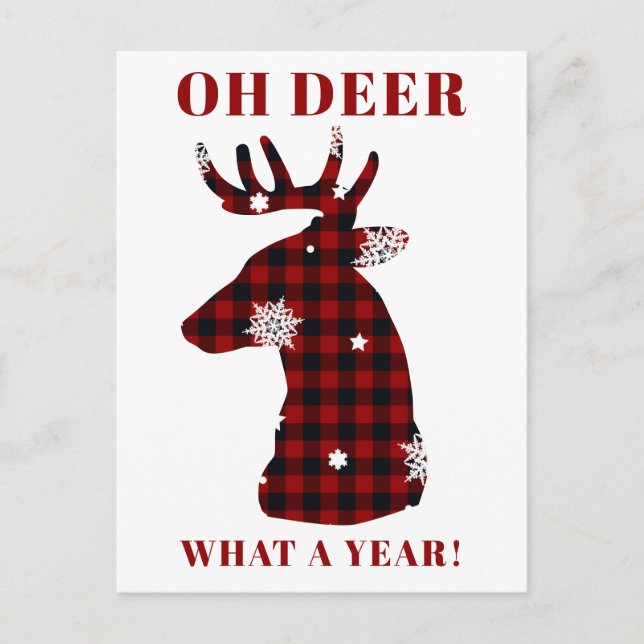 Cartes Pour Fêtes Annuelles Oh Deer Buffalo Plaid Snowflake Noël (Devant)