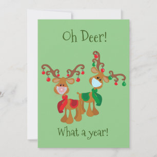 Cartes Pour Fêtes Annuelles OH Deer Christmas Reindeer Visage Masque 2021