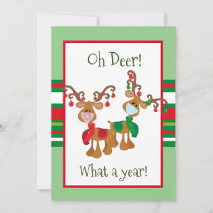 Cartes Pour Fêtes Annuelles OH Deer Christmas Reindeer Visage Masque 2021