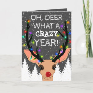 Cartes Pour Fêtes Annuelles Oh Deer Crazy Année Lumières de rennes Noël