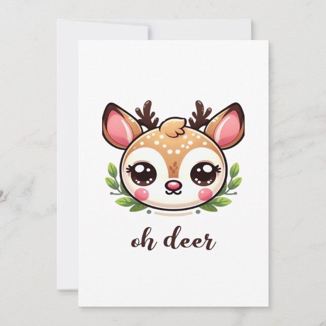 Cartes Pour Fêtes Annuelles Oh Deer Cute Deer Minimal Design (Devant)