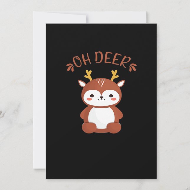 Cartes Pour Fêtes Annuelles Oh Deer Kawaii Deer Playful Art Style (Devant)