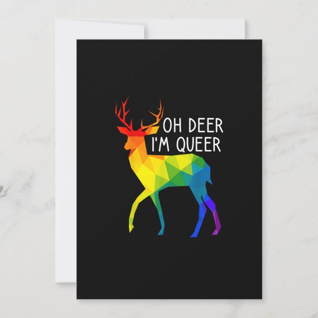 Cartes Pour Fêtes Annuelles Oh Deer Queer LGBTQ Pride Celebration Month (Devant)