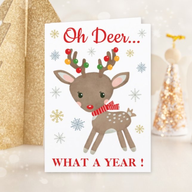 Cartes Pour Fêtes Annuelles Oh Deer Quel An Reinder Noël (Créateur téléchargé)